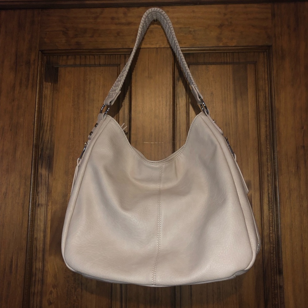 Sasha + Sofi Ravenna Hobo Bag Purse Tote Vegan Leather in the Color Bone